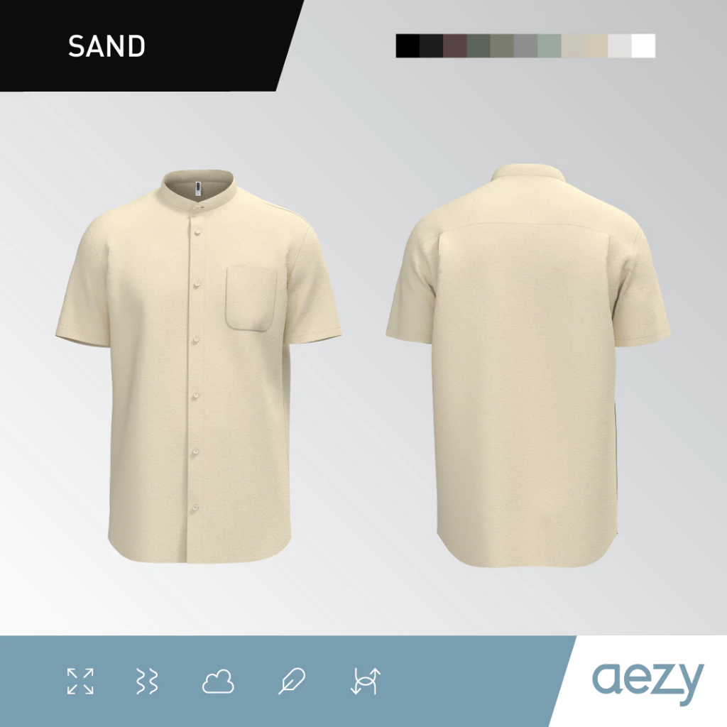 KEMEJA AEZY STAND COLLAR SHORT SLEEVE